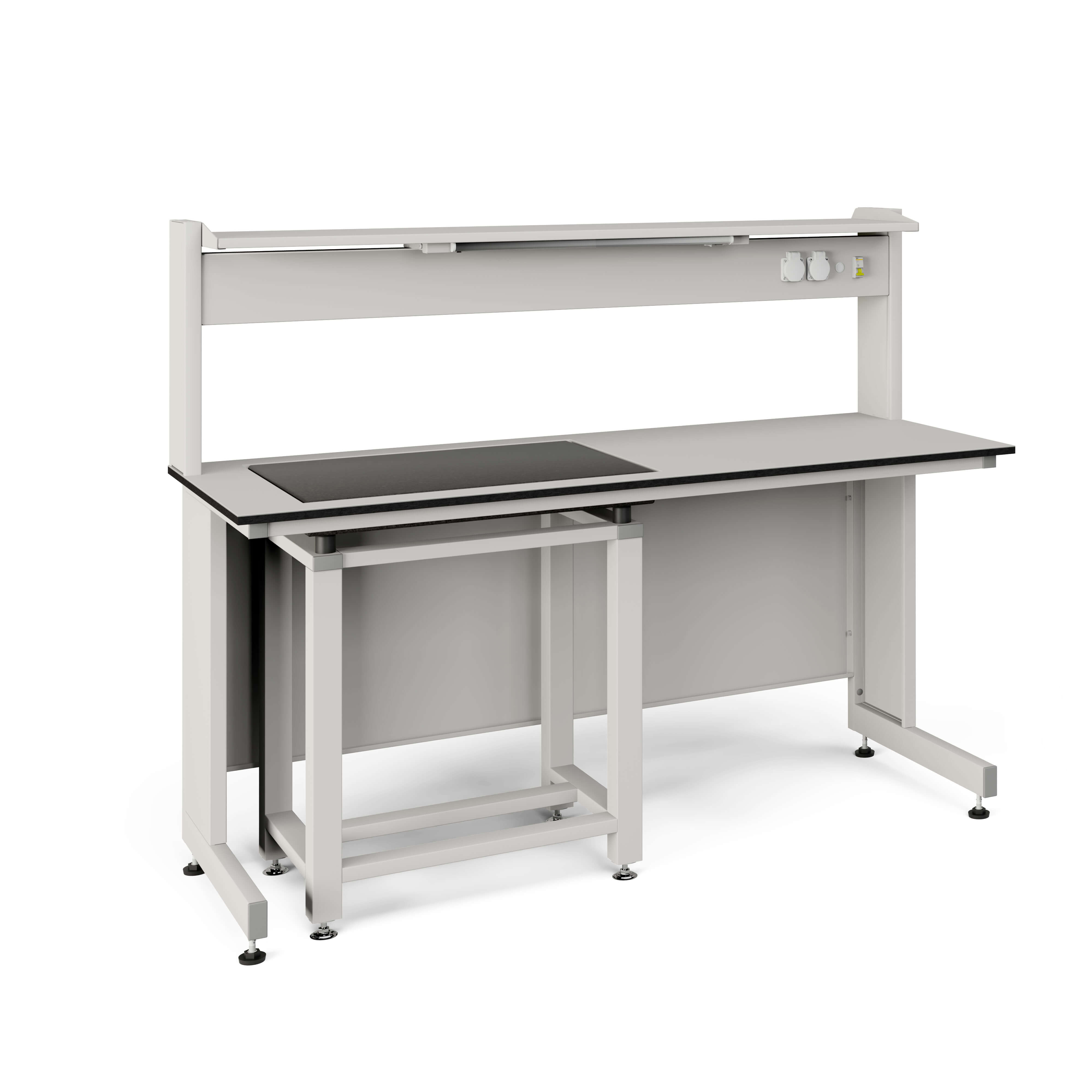 77.0046.10.14Л Стол весовой с приставкой ЭКРОС 1500х800х750 мм, весовой стол слева, раб. поверхность - ЛАМИНАТ СЕРЫЙ