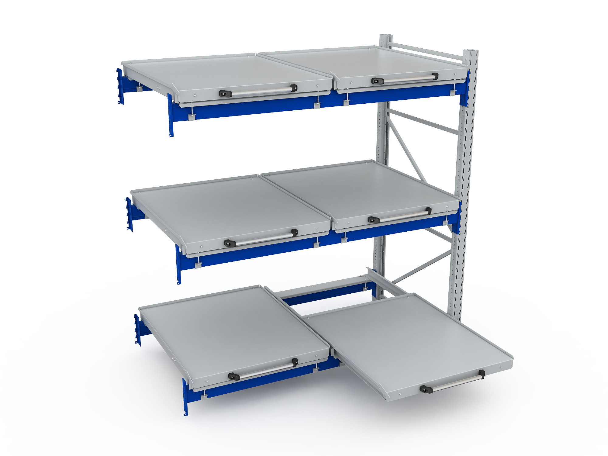 ER-00027260 Стеллаж с выкатными платформами S-HEAVY 500 (3 яруса хранения)