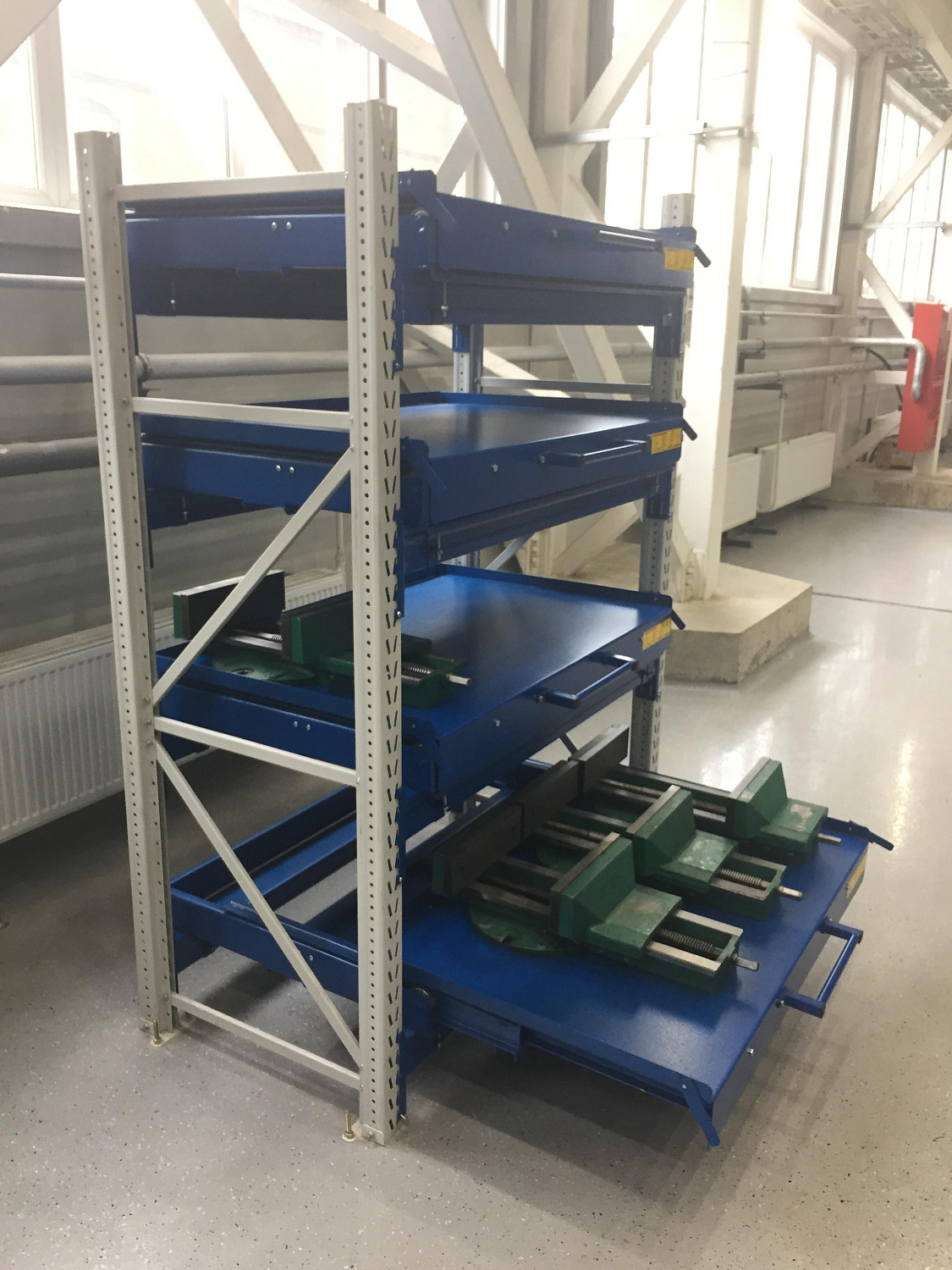 ER-00027265 Стеллаж с выкатными платформами S-HEAVY 500 (4 яруса хранения)