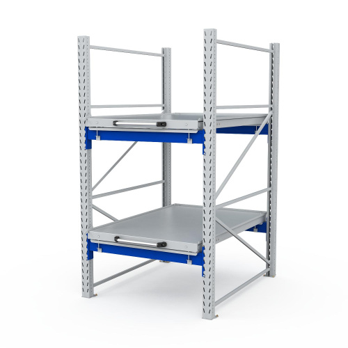 ER-00033513 Стеллаж с выкатными платформами S-HEAVY 1000/900 (2 яруса хранения)