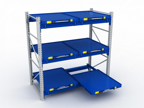 ER-00027260 Стеллаж с выкатными платформами S-HEAVY 500 (3 яруса хранения)